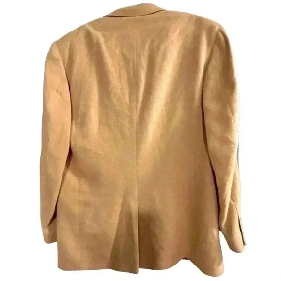 Andrew Fezza Men's Tan Camel Hair Blazer Size 42L Business Two-Button - Picture 10 of 10